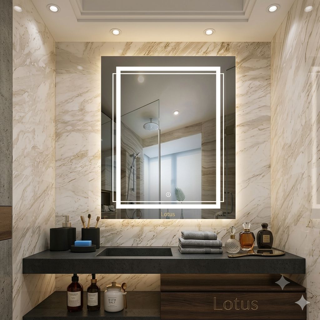 آینه بک لایت مستطیل مدل (velia)