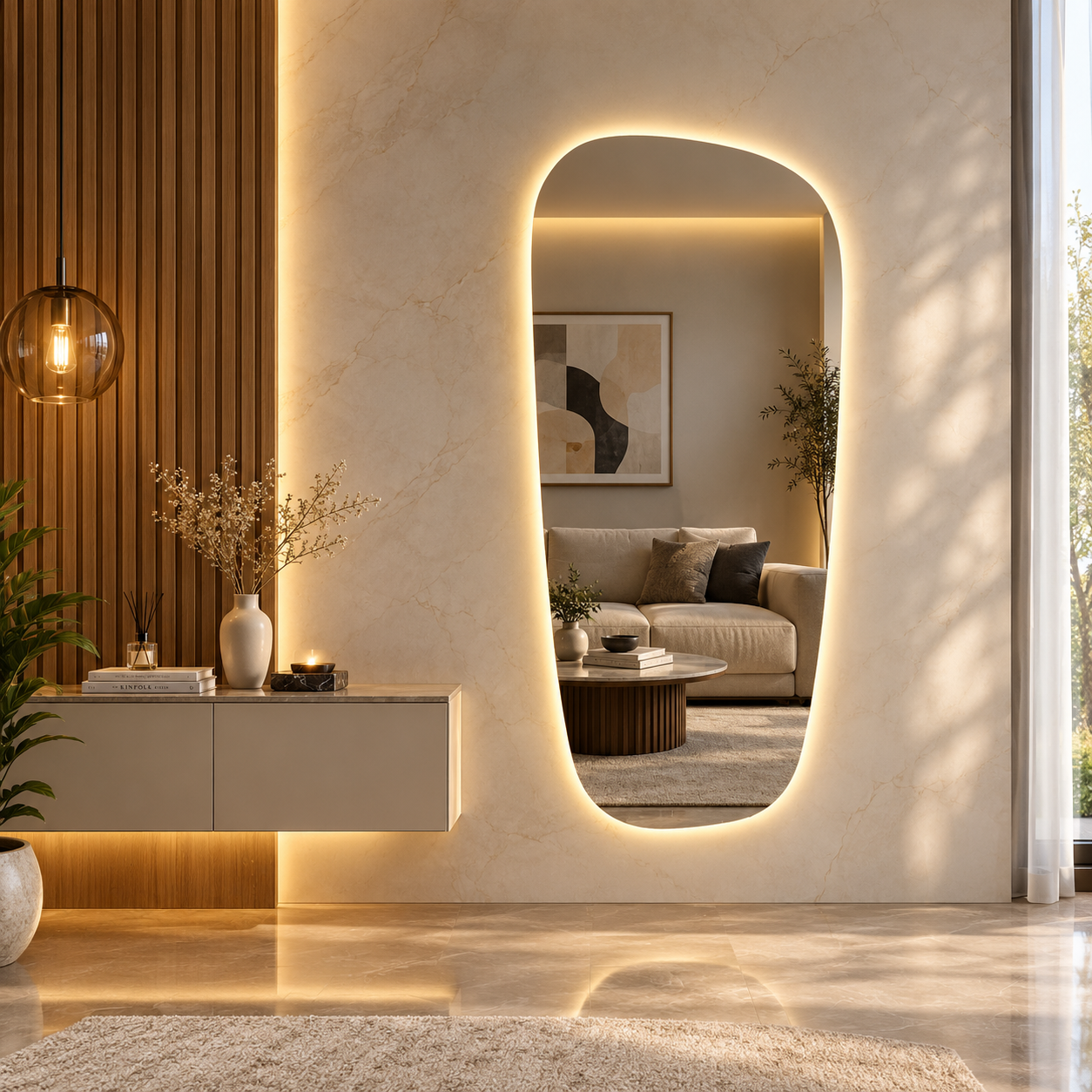 آینه بک لایت قدی کد ۵۱۰